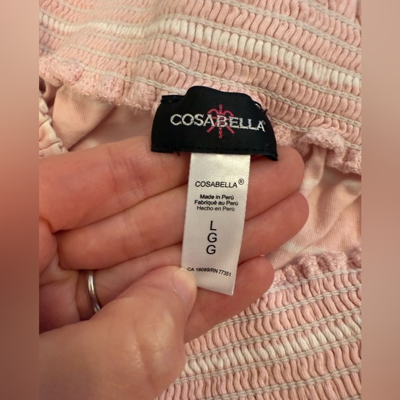 Cosabella Maternity Pima Cotton Pajama Set, size L, pants & tank, pink stripe - Picture 3 of 13